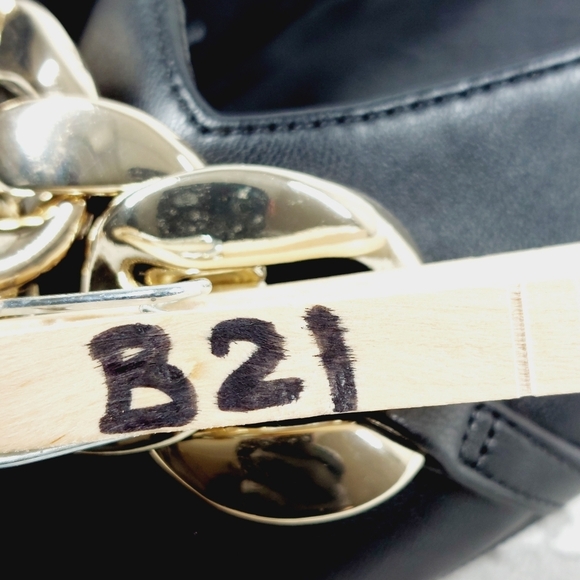 New Open Edit Kristina Black Faux Leather Chain Slip On Mules B21 - Picture 11 of 11